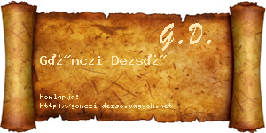 Gönczi Dezső névjegykártya